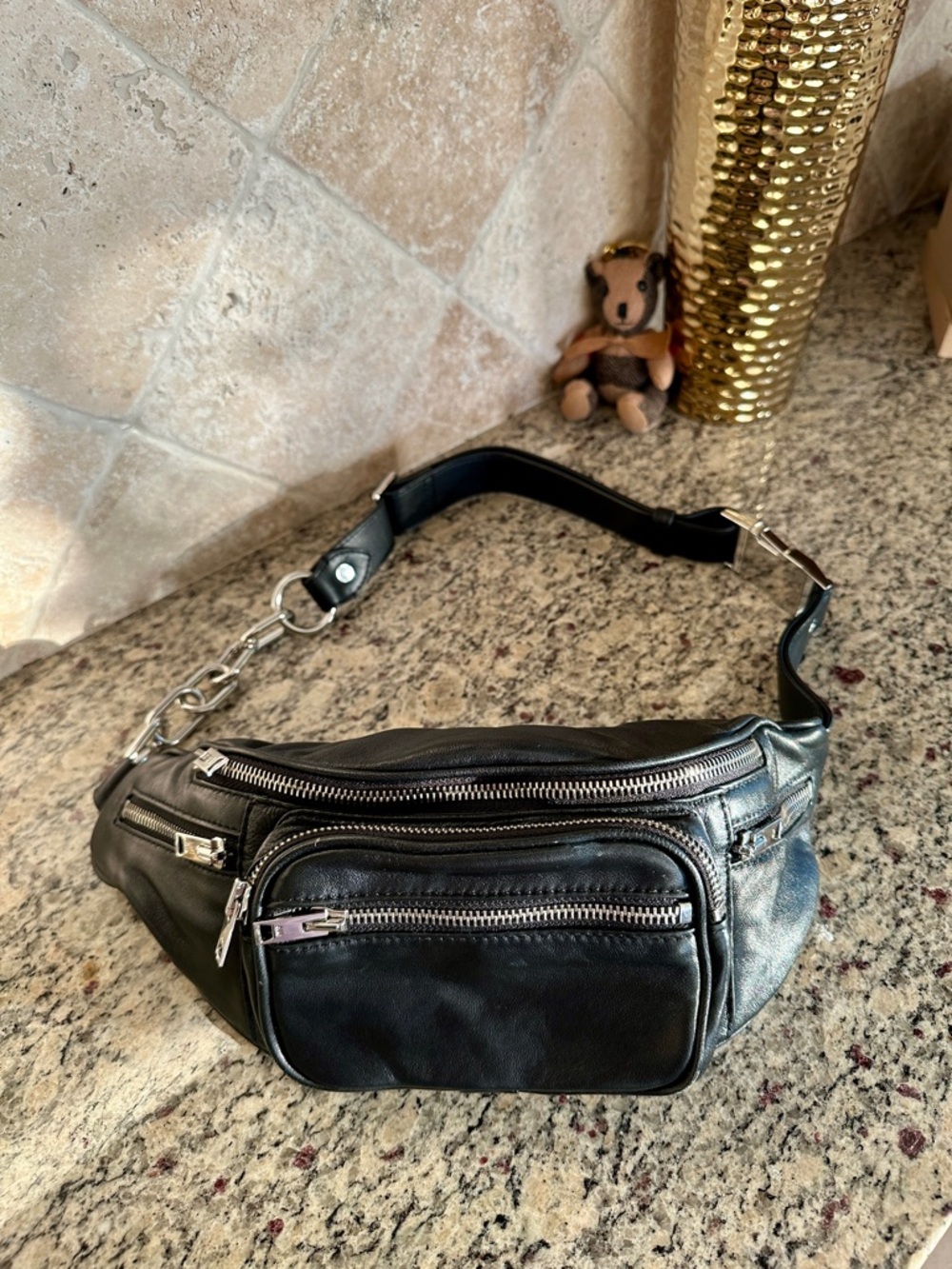 ALEXANDER WANG Black Leather Belt Bag